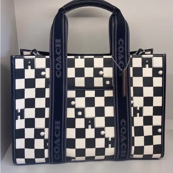 coach Smith Tote With Checkerboard Print CR101 - Picture 3 of 5